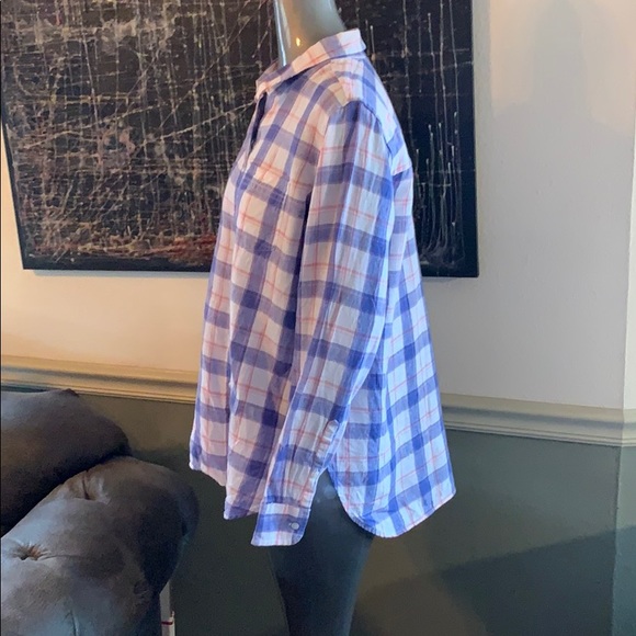 L.L. Bean Premium 100% Linen Plaid Tunic Shirt - Picture 3 of 11